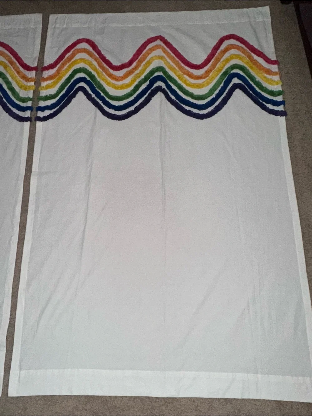 Rainbow Pride Tufted Stripe Light-Filtering Rod Pocket Curtain Panels *NEW*